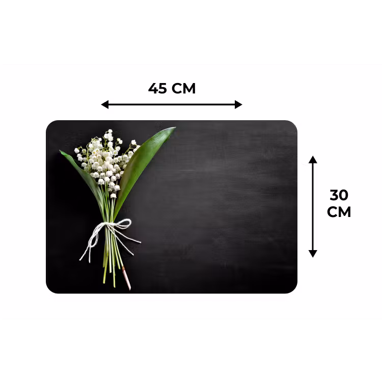 Placemat - 6 stuks - Lelietjes van dalen - Bloemen - Strik — 1