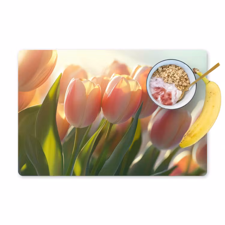 Placemat - 6 stuks - Tulpen - Roze - Zonnestralen — 1