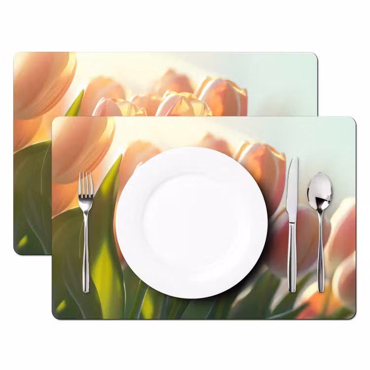 Placemat - 6 stuks - Tulpen - Roze - Zonnestralen — 2