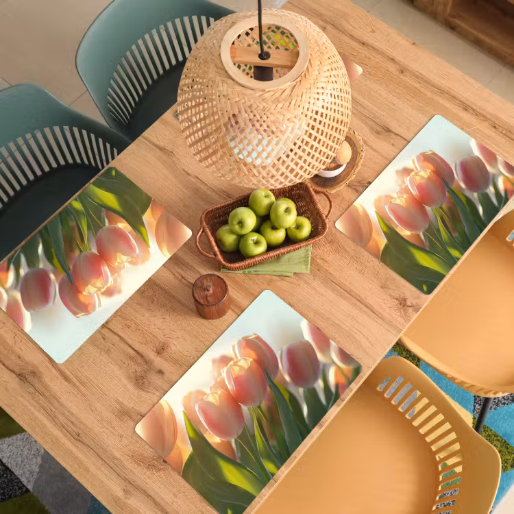 Placemat - 6 stuks - Tulpen - Roze - Zonnestralen — 6