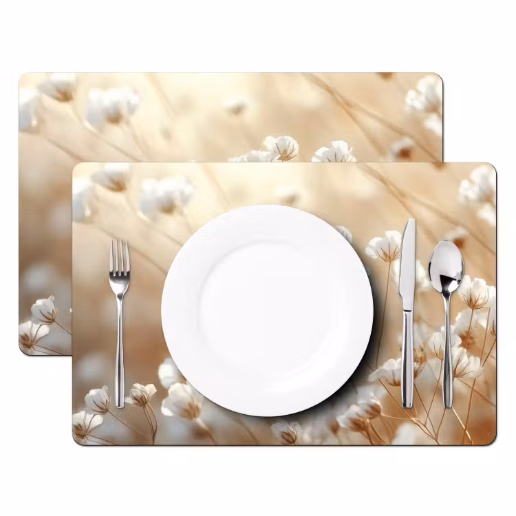 Placemat - 6 stuks - Wilde - Bloemen - Wit — 2