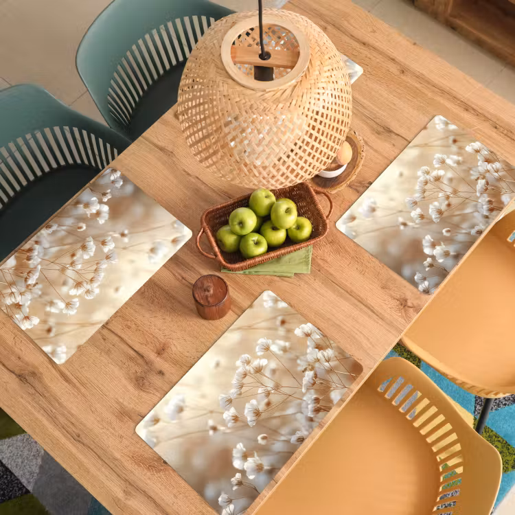 Placemat - 6 stuks - Wilde - Bloemen - Wit — 6