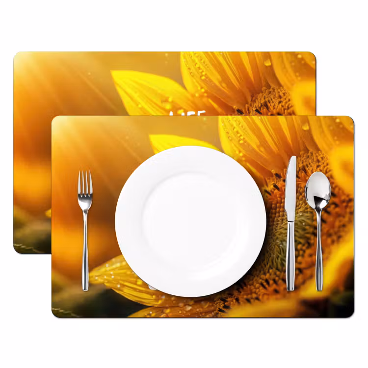 Placemat - 6 stuks - Zonnebloem - Close up - Geel - Quote — 2