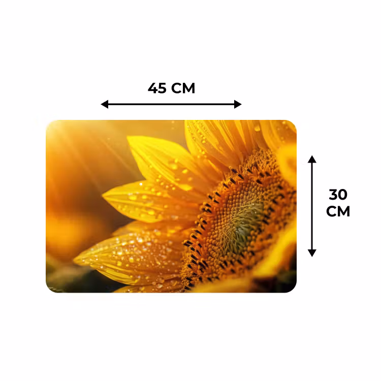 Placemat - 6 stuks - Zonnebloem - Dauwdruppels - Geel - Zonlicht — 3