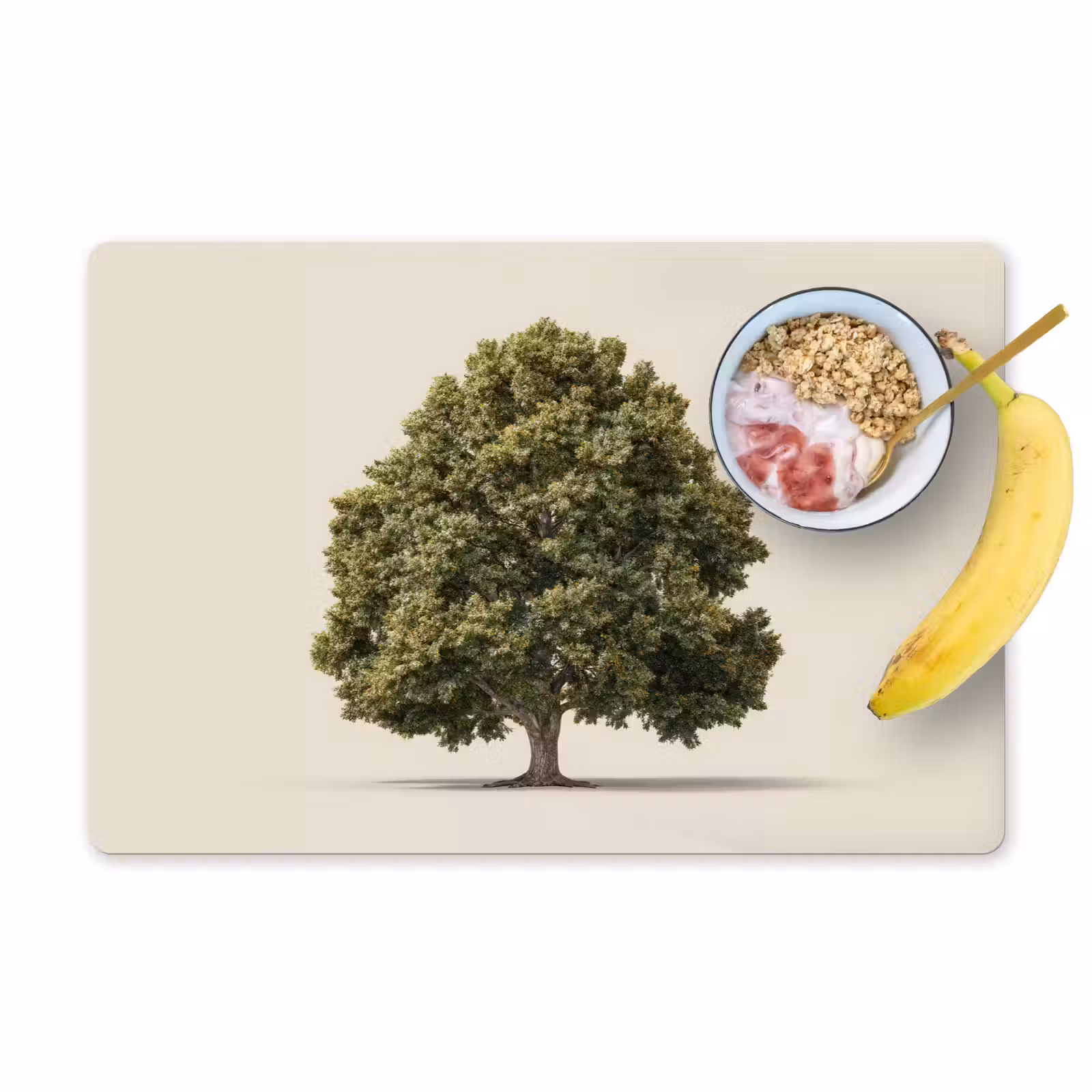 Placemat - 6 stuks - Eikenboom - Groen - Lichte achtergrond — 1