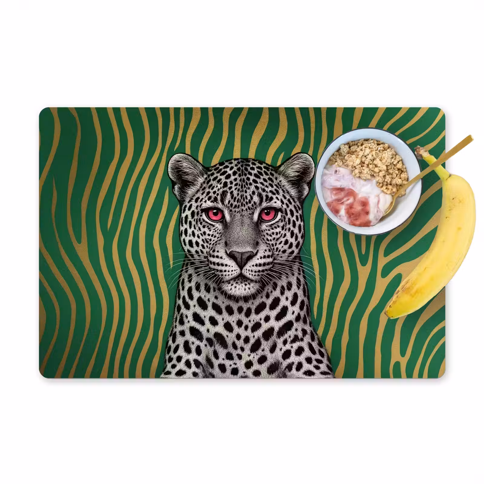 Placemat - 6 stuks - Panter - Zebrapatroon - Groen — 1