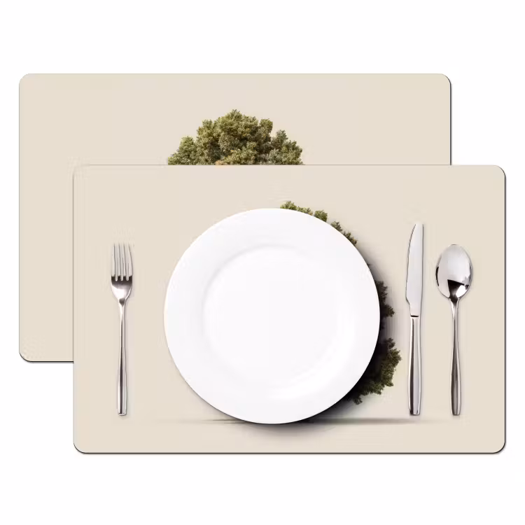 Placemat - 6 stuks - Eikenboom - Groen - Lichte achtergrond — 2