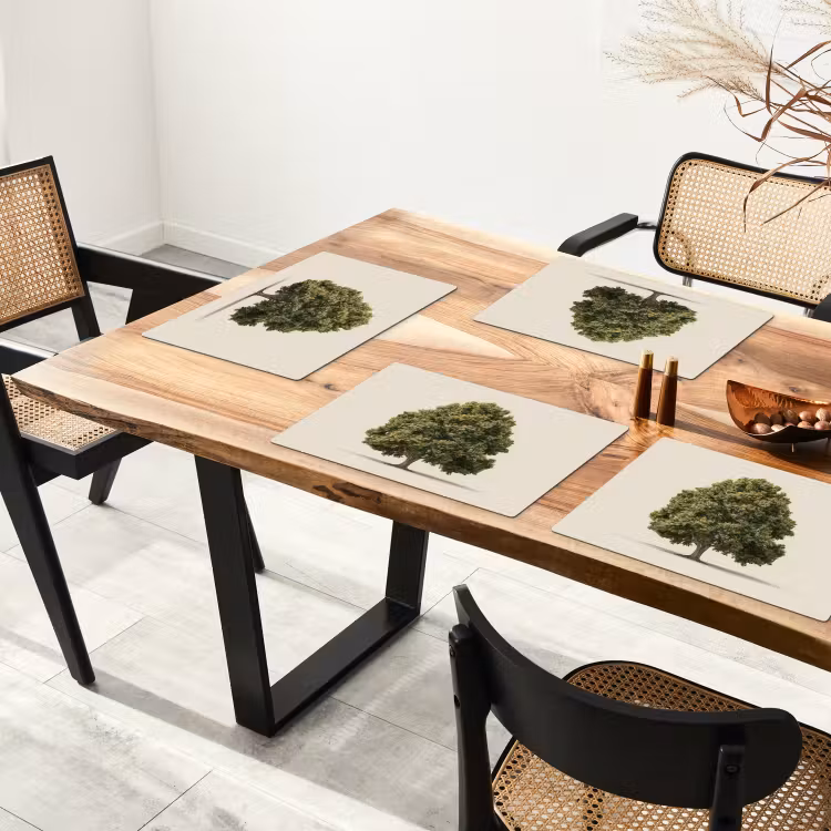 Placemat - 6 stuks - Eikenboom - Groen - Lichte achtergrond — 5