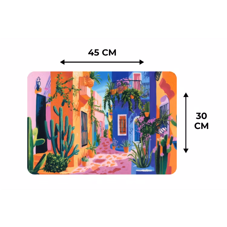 Placemat - 6 stuks - Geel - Blauw - Oranje - Huis — 3
