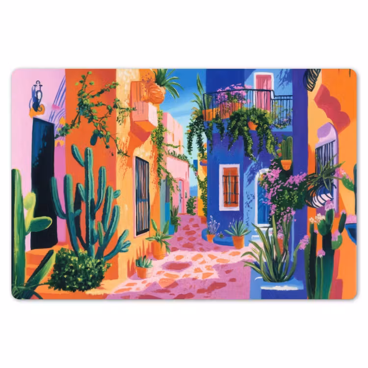Placemat - 6 stuks - Geel - Blauw - Oranje - Huis — 7
