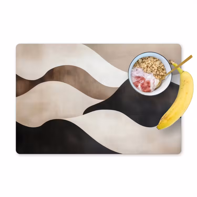 Placemat - 6 stuks - Golven - Abstract - Beige — 1