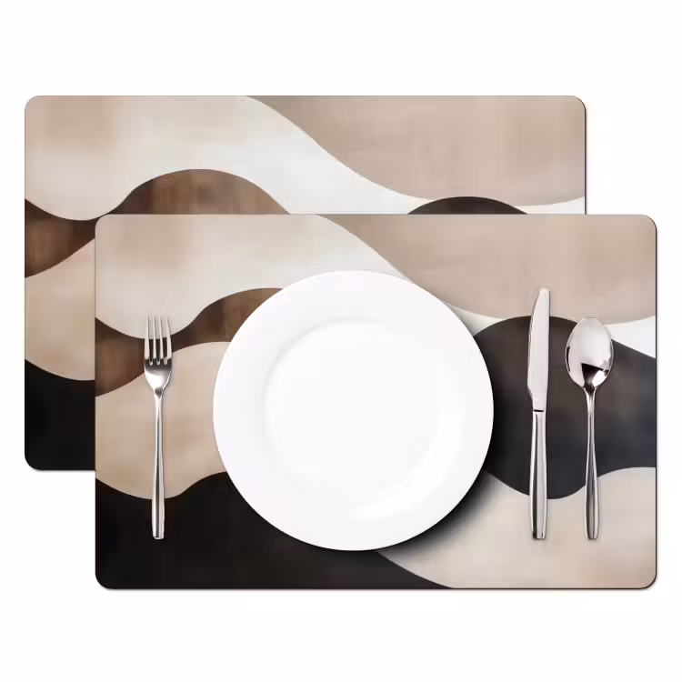 Placemat - 6 stuks - Golven - Abstract - Beige — 2