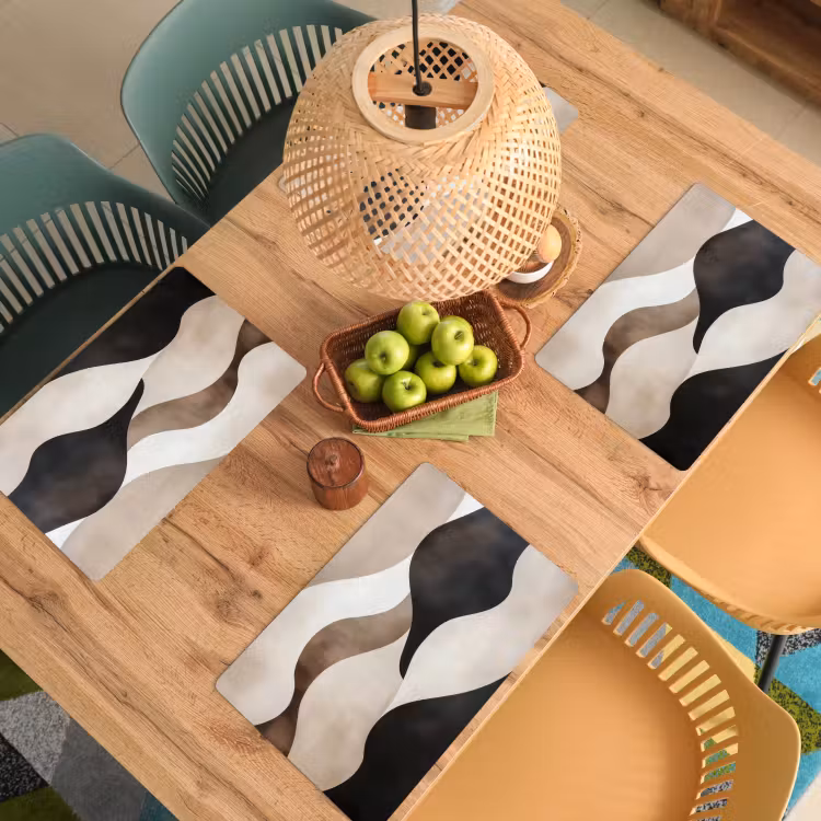 Placemat - 6 stuks - Golven - Abstract - Beige — 6