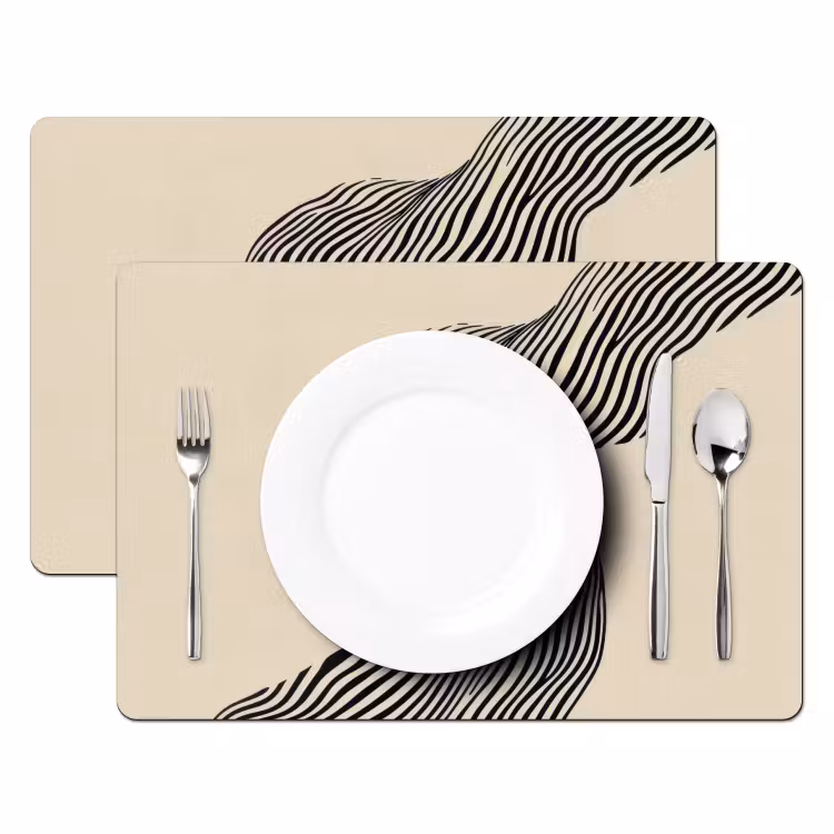 Placemat - 6 stuks - Golvend - Lijnen - Abstract - Silhouet — 2