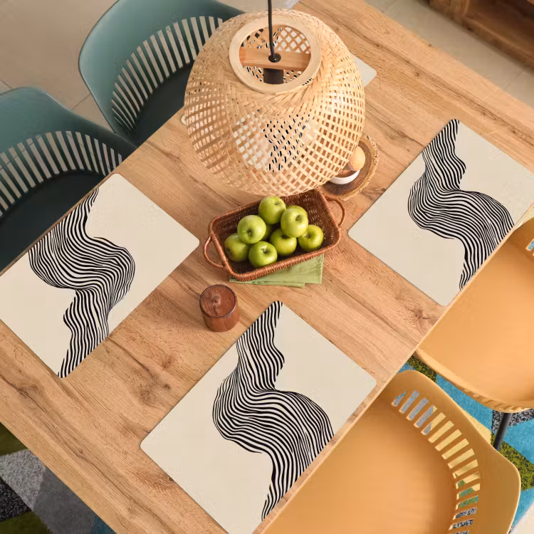 Placemat - 6 stuks - Golvend - Lijnen - Abstract - Silhouet — 6