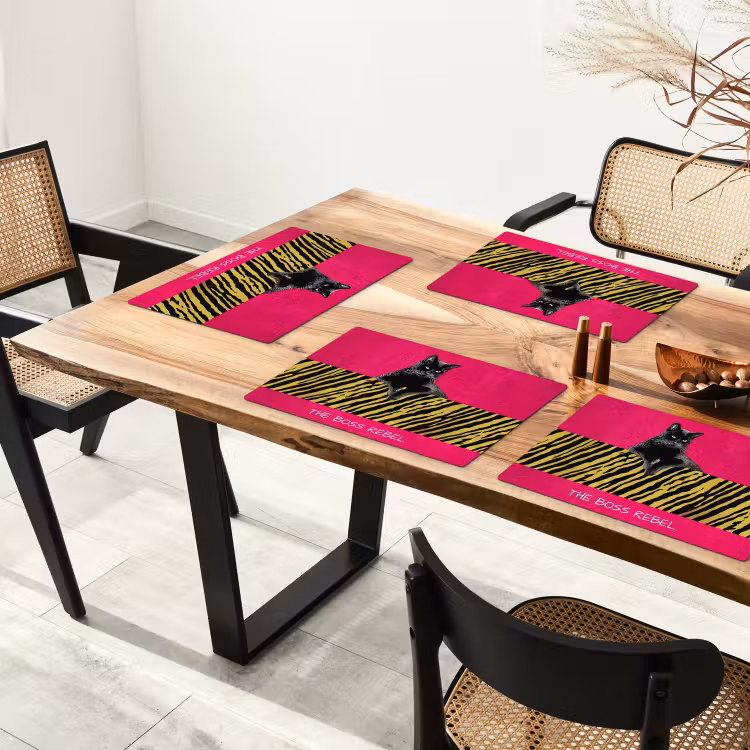 Placemat - 6 stuks - Kat - Baas - Roze - Tijgerprint — 5