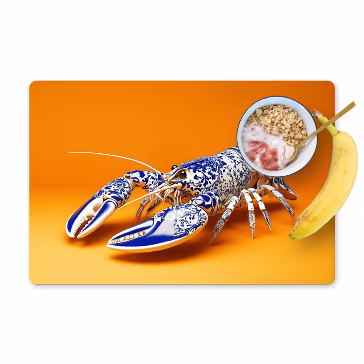 Placemat - 6 stuks - Kreeft - Delftsblauw - Schild - Stoer - Oranje — 1