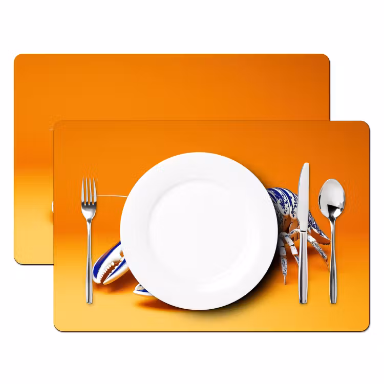 Placemat - 6 stuks - Kreeft - Delftsblauw - Schild - Stoer - Oranje — 2