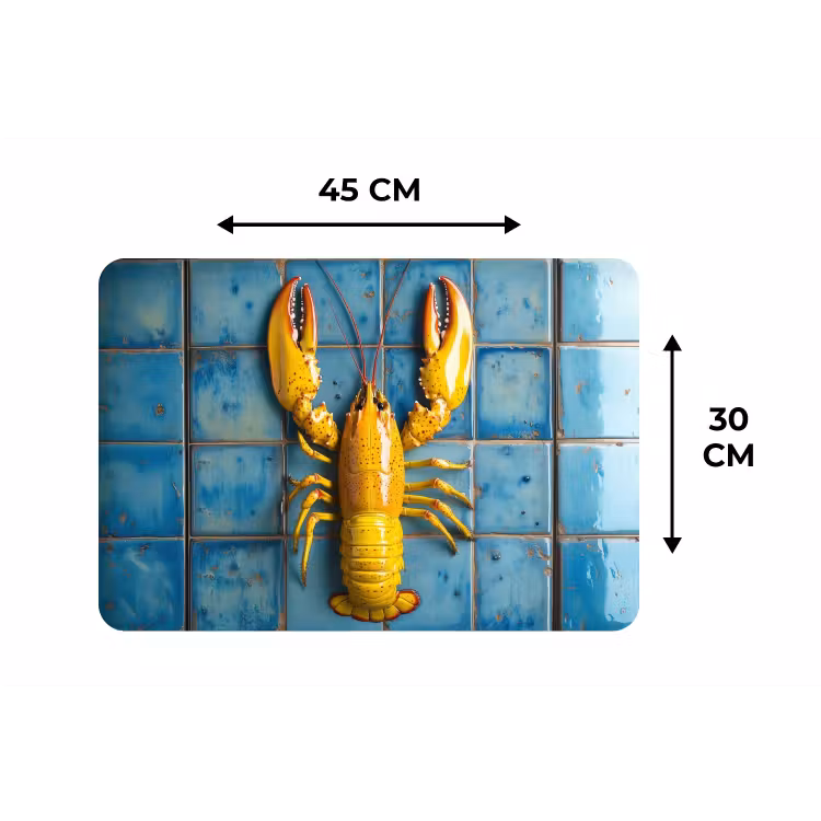 Placemat - 6 stuks - Kreeft - Geel - Blauw - Tegels — 3