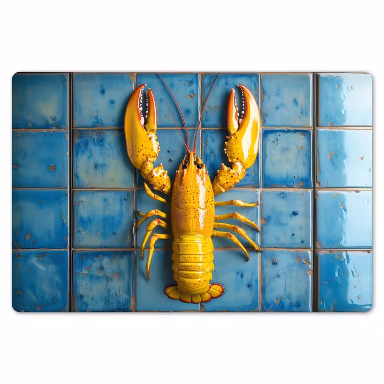 Placemat - 6 stuks - Kreeft - Geel - Blauw - Tegels — 7
