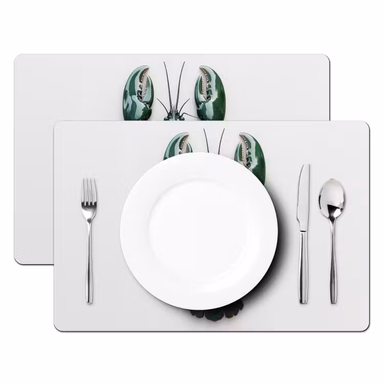Placemat - 6 stuks - Kreeft - Glossier - Groen - Wit — 2