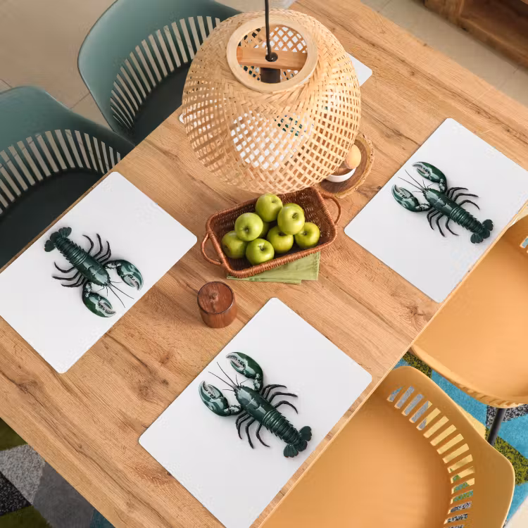 Placemat - 6 stuks - Kreeft - Glossier - Groen - Wit — 6
