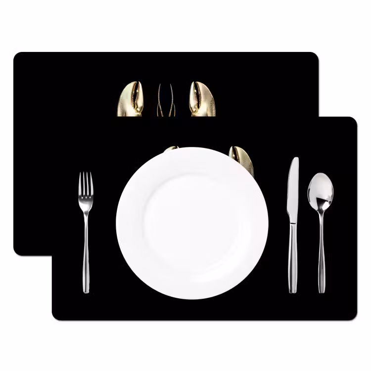 Placemat - 6 stuks - Kreeft - Goud - Textuur - Zwart — 2