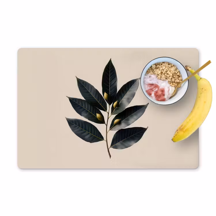 Placemat - 6 stuks - Laurierbladeren - Bloemknoppen - subtiel — 1