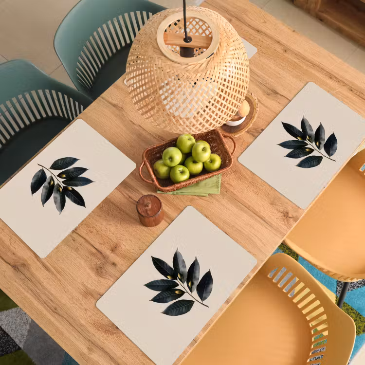 Placemat - 6 stuks - Laurierbladeren - Bloemknoppen - subtiel — 6