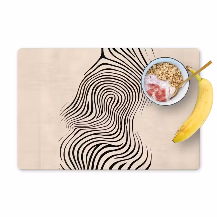 Placemat - 6 stuks - Lijnen - Abstract - Golvend - Zwart — 1