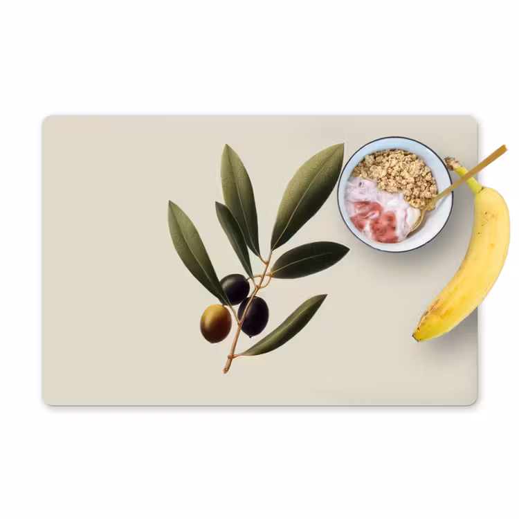 Placemat - 6 stuks - Olijftak - Donkergroen - Olijven — 1