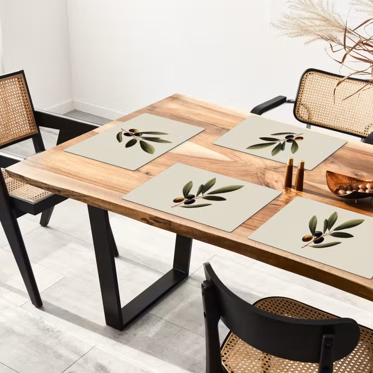 Placemat - 6 stuks - Olijftak - Donkergroen - Olijven — 5
