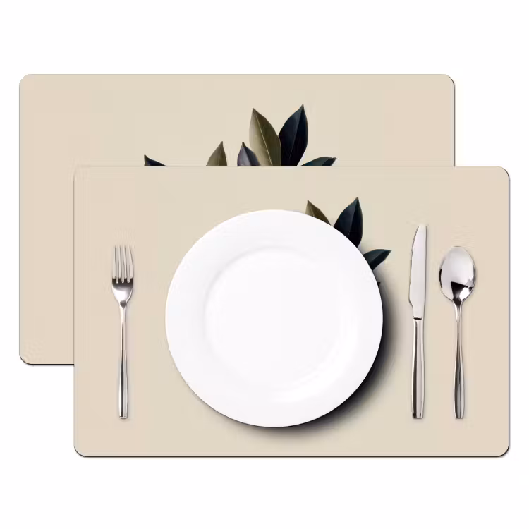Placemat - 6 stuks - Ovaal - Olijfgroen - Simpel — 2