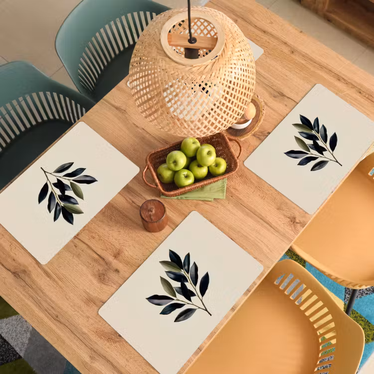Placemat - 6 stuks - Ovaal - Olijfgroen - Simpel — 6