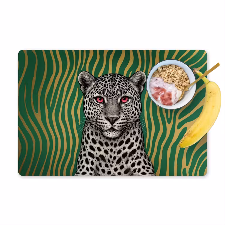 Placemat - 6 stuks - Panter - Zebrapatroon - Groen — 1