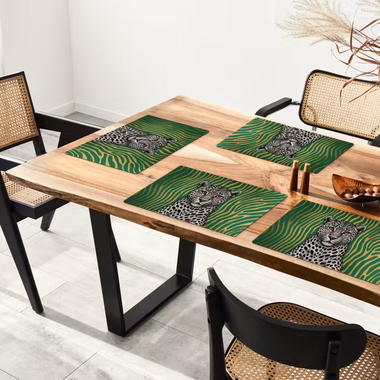 Placemat - 6 stuks - Panter - Zebrapatroon - Groen — 5