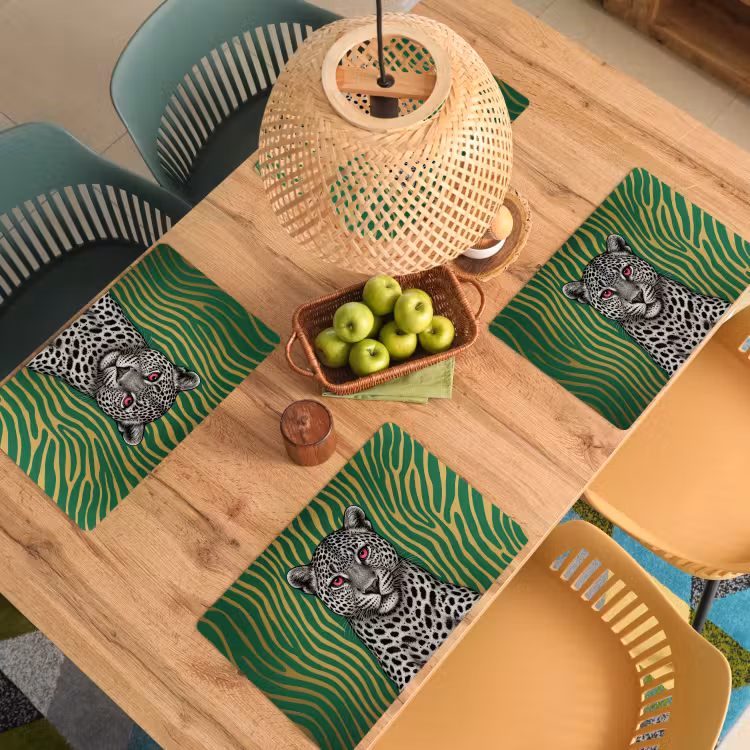 Placemat - 6 stuks - Panter - Zebrapatroon - Groen — 6