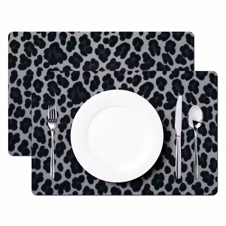Placemat - 6 stuks - Panterprint - Zwart - Neonletters - Roze — 2