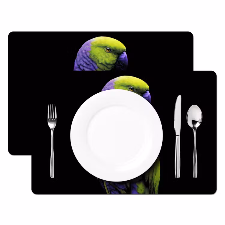 Placemat - 6 stuks - Papegaai - Veren - Opvallend - Groen — 2