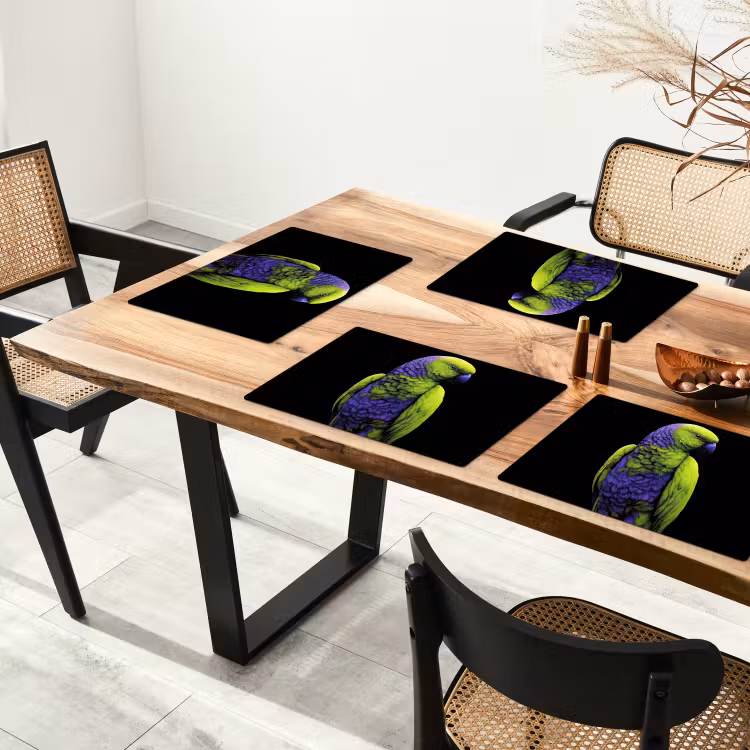 Placemat - 6 stuks - Papegaai - Veren - Opvallend - Groen — 5