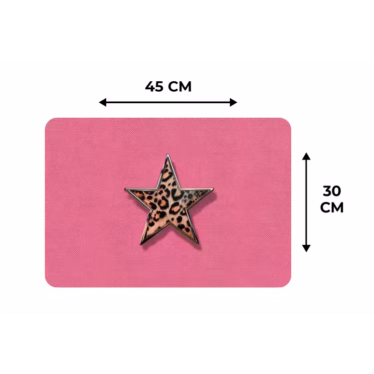 Placemat - 6 stuks - Ster - Luipaard - Print - Roze — 3