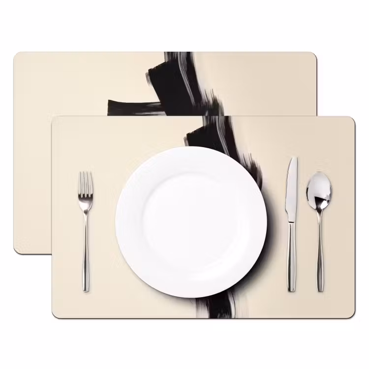 Placemat - 6 stuks - Strepen - Zwart - Abstract — 2