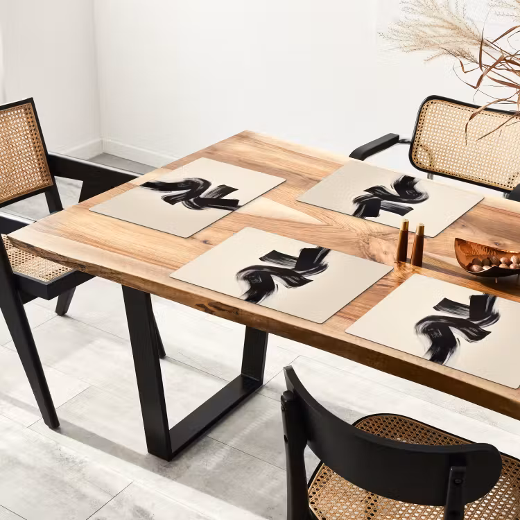 Placemat - 6 stuks - Strepen - Zwart - Abstract — 5