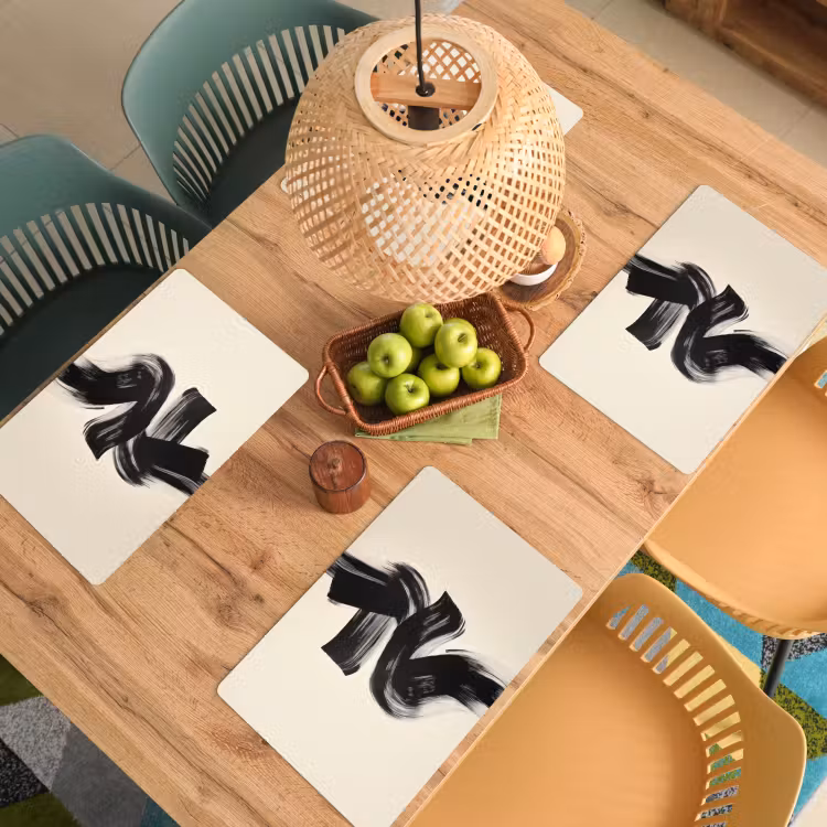 Placemat - 6 stuks - Strepen - Zwart - Abstract — 6