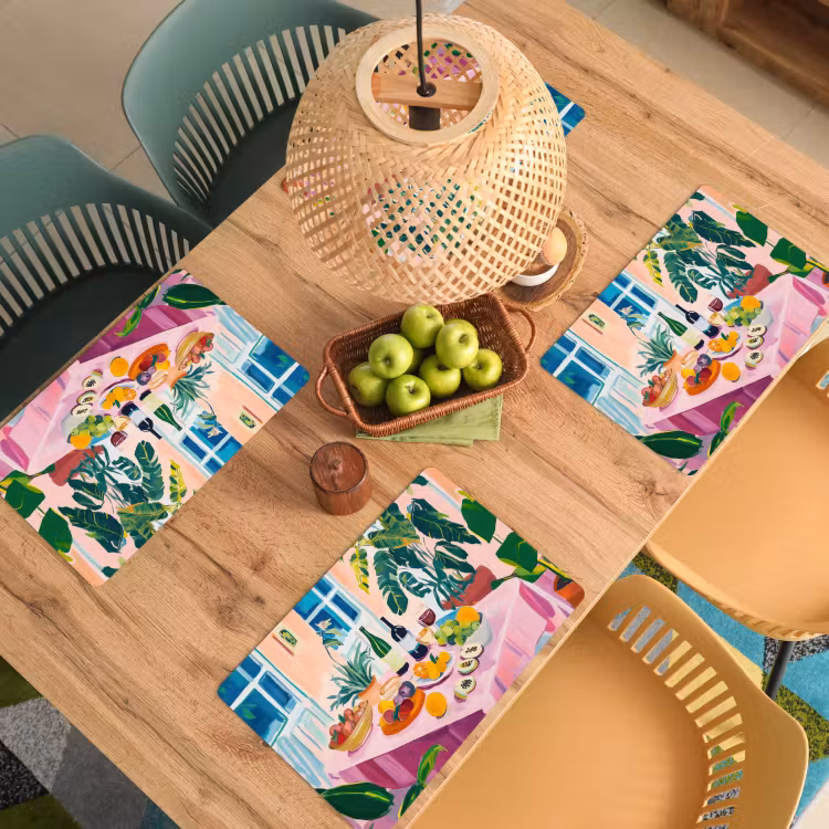 Placemat - 6 stuks - Tafel - Wijn - Fruit — 6