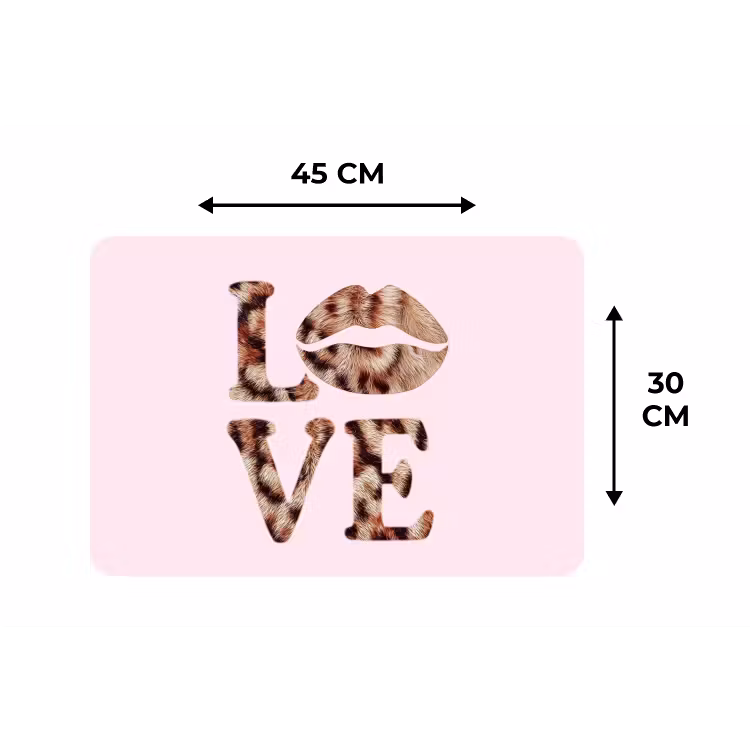 Placemat - 6 stuks - Tekst - Love - Pantervacht - Lichtroze — 3