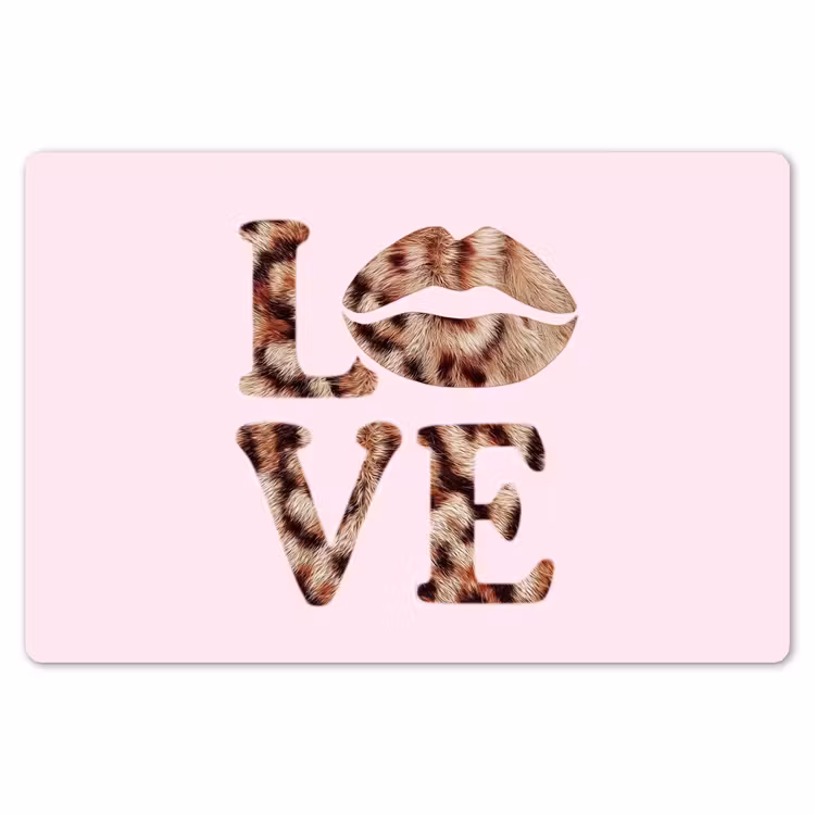 Placemat - 6 stuks - Tekst - Love - Pantervacht - Lichtroze — 7