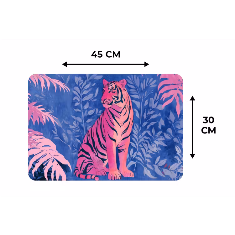 Placemat - 6 stuks - Tijger - Roze - Bladeren - Jungle — 3