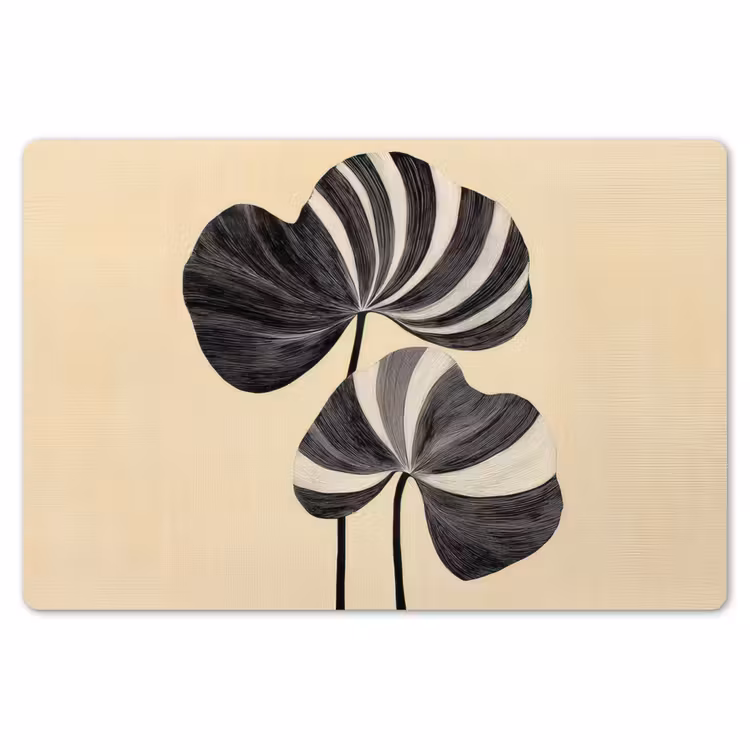 Placemat - 6 stuks - Zwart - Bladeren - Strepen - Minimalistisch — 7