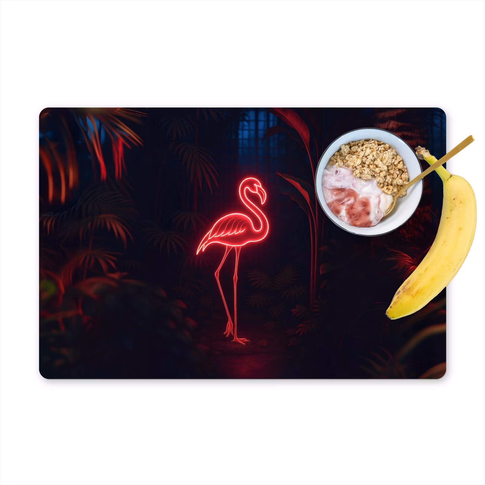 Placemat - 6 stuks - Flamingo - Roze - Neon - Licht — 1